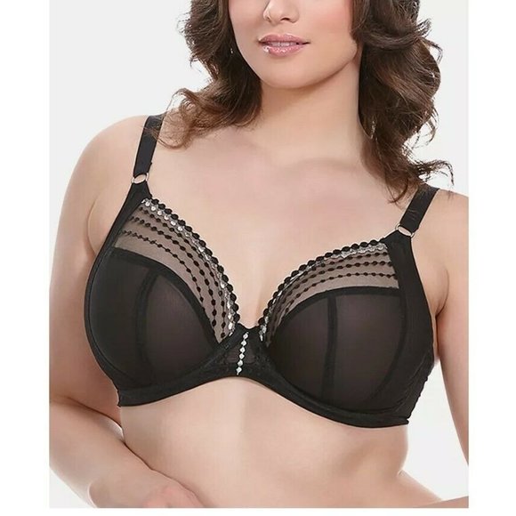 Elomi Womens Bra Black 38DDD Underwire Mesh No Padding EL8900 Full Figure NWT